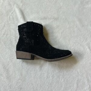 Very G Kady Low Boot Black Bedazzled Cowboy ankle boots Women's 8.5 NWT